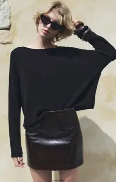 ZARA 新品 リブニットセーター ブラック　XS