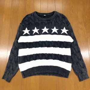 ●美品 RODEO CROWNS ロデオクラウンズ ウォッシュ加工 コットン ケーブルニット セーター F フリー RCWB ゆったり 大きい レディース