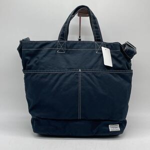 ★BN2977□PORTER ポーター FAVOR フェイバー SHOULDER TOTE BAG 731-09670 2WAY コットン ショルダーバッグ ネイビー レア