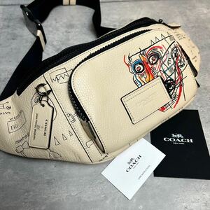 幻の一品●未使用級/入手困難 ● COACH コーチ メンズ ボディバッグ ウエスト ショルダー 斜め掛け バスキア Basquiat レザー アイボリー