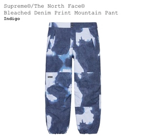 S Supreme North Face Bleached Denim Print Mountain Pant Indigo シュプリーム ノースフェイス デニム マウンテン パンツ インディゴ