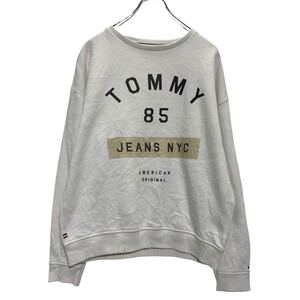 TOMMY JEANS プリントスウェット トレーナー S ホワイト トミージーンズ 古着卸 アメリカ仕入 a609-6381