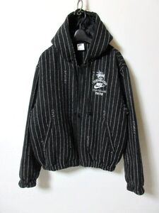 NIKE STUSSY ナイキ ステューシー Striped Wool Jacket ストライプ ジップアップ ジャケット DR4023-010 ブラック M