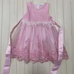 子供服　フォーマルドレス　110 ピンク　シフォン　スパンコール　パール