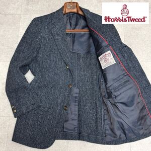 【希少色】J.PRESS ジェイプレス HARRIS TWEED ハリスツイード ヘリンボーン テーラードジャケット『圧倒的高級感』メンズ アウター ブルー