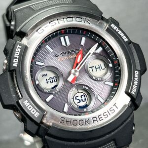 美品 CASIO カシオ G-SHOCK Gショック 腕時計 電波ソーラー AWG-M100-1AJF アナログ デジタル カレンダー ブラック メンズ ラウンド 稼働品