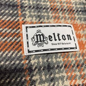 Melton メルトン ウール？化繊？ チェック ブランケット ストール マフラー 素材タグなし