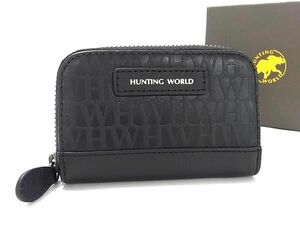 ■新品■未使用■ HUNTING WORLD ハンティングワールド レザー 総柄 コインケース コインパース 小銭入れ メンズ ブラック系 BF7069