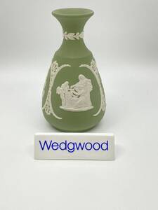 WEDGWOOD ウェッジウッド JASPERWARE GREEN Bud Vase ジャスパーウェア 緑のつぼみ花瓶 *L616