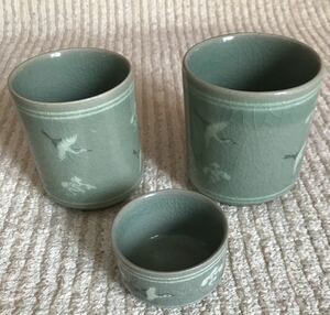 ★「玄」　青磁器　白磁　夫婦湯呑み・ぐい飲み　美品　長期保管品　★