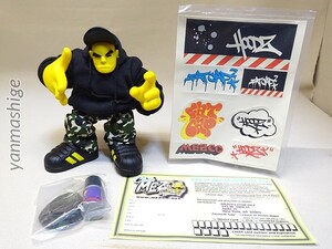 USタワーレコード限定 MEZCO FOODZ『FAT CAP・黄ボディx黒スウェットパーカー』フル可動ソフビ WRITERS BLOCK メズコ TOY2R アディダス