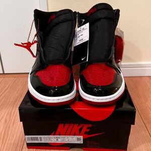 27cm NIKE AIR JORDAN 1 RETRO HIGH OG PATENT BRED 555088-063 ナイキ エアジョーダン1 パテント ブレッド 黒 赤