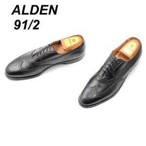 即決 未使用 ALDEN オールデン 27.5cm 9.5 928 メンズ レザーシューズ ウイングチップ 内羽根 黒 ブラック 革靴 皮靴 ビジネスシューズ