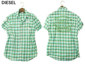 DIESEL ディーゼル 春夏 麻 リネン&コットン★ 半袖 ワーク チェック シャツ Sz.S　メンズ　A4T04732_4#A