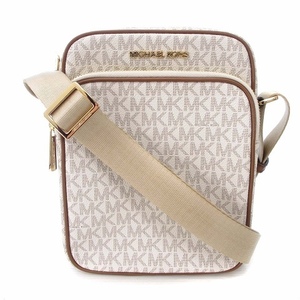 未使用品 マイケルコース MICHAEL KORS JET SET TRAVEL MD FLIGHT BAG XBODY 35H9GTVC1B ショルダーバッグ 斜めがけ MK柄 総柄 PVC バニラ