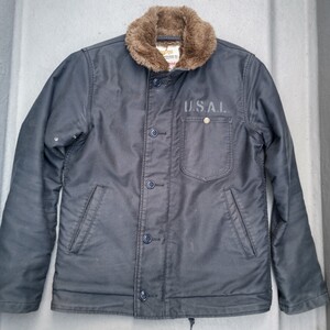 ALPHA INDUSTRIES × Lee STORM RIDER N-1デッキジャケット【M】ネイビー 裏ボア アルファ／リー コラボアイテム ジャーマンクロス