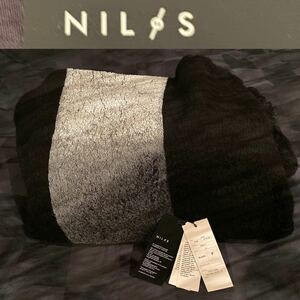 【美品・レア】ニルズ（NILS）超大判家紋マフラー ストール メンズ