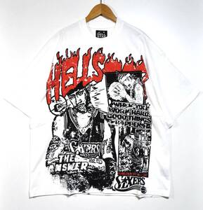 即決【HELLSTAR】ヘルスター プリントTシャツ 白 XL 古着良品