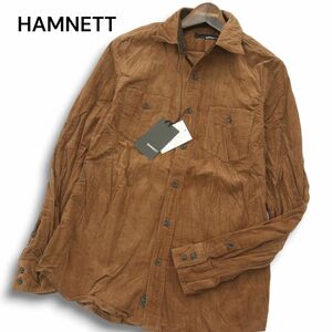 【新品 未使用】 HAMNETT キャサリン ハムネット 秋冬 シワ加工★ コーデュロイ ストレッチ 長袖 シャツ Sz.M　メンズ　A4T11136_A#B