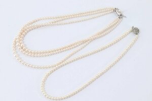 【2点】本真珠 パール 小粒パール 3連ネックレス 約3.4-7.1mm珠 5.0-5.5ｍｍ珠 ネックレス アクセサリー 5647-Ａ