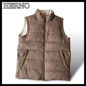 最高級カシミヤ混/リバーシブル● HERNO ヘルノ × PIACENZA ピアツェンツァ ダウンベスト ダウン95% ジャケット アウター Mサイズ 軽量