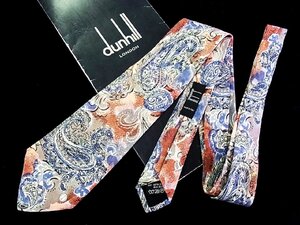 ♪今週の特売980円～♪1661♪状態並品【dunhill】ダンヒル【ペイズリー 花 植物 ｄロゴ 柄】ネクタイ♪