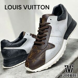 LOUIS VUITTON ルイヴィトン ランアウェイライン スニーカー モノグラム柄 サイズ7 1/2 27㎝相当 イタリア製 LVロゴ 茶 黒 白