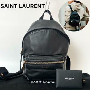 【未使用級★付属品完備】SAINT LAURENT YSL SAC CITY TOY サンローラン シティ リュック バックパック カーフ レザー 黒 495833