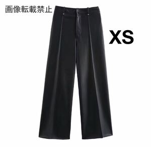 vintage ヴィンテージ レトロ フェイクレザー PU ロングパンツ ボトムス XSサイズ レディース ★ZARA 好きな方に★2024 秋冬新作 新品★