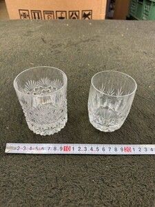 戸0614 ロックグラス バカラ Baccarat ペアグラス 食器 クリスタルガラス 箱無し 花彫紋 氷裂紋2点