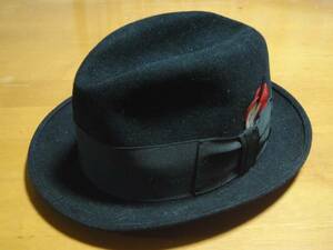 ステットソン フェドラ 中折れ ハット ブラック 黒色 US 7 55cm vintage used 古着 stetson fedora 小さめ サイズ 女性の方にも オススメ