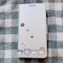 Aquos sense8 手帳型ケース　猫イラスト付き　シルバー