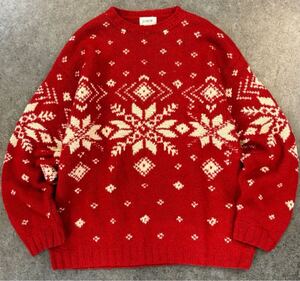 J.CREW HANDKNIT Nordic Sweater ジェイクルー ハンドニット ノルディック柄 ウール ニット セーター クルーネック メンズ L