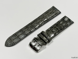 ラグ幅 20mm 腕時計ベルト レザーベルト バンド グレー クロコダイル調 ハンドメイド 尾錠付き レザーバンド LB102