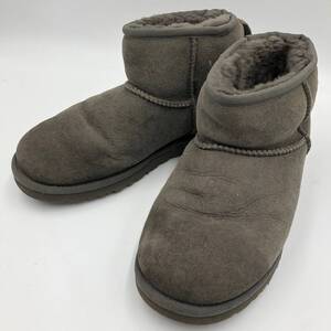 □UGG CLASSIC MINI ムートンブーツ USA:6/23cm グレー アグ レディース クラシックミニ 5854 ショート 複数落札同梱OK B241007-5