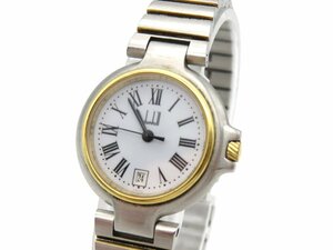 1円◆稼働◆ ダンヒル ホワイト クオーツ レディース 腕時計 N42003