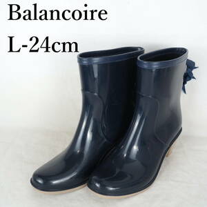 EB4889*Balancoire*ブランコワール*レディースショートレインブーツ*L-24cm*ネイビー