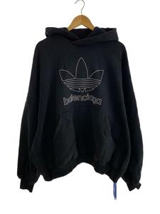 BALENCIAGA◆HOODIE OVERSIZED/首元変色有/パーカー/2/コットン/ブラック//