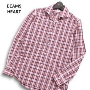 BEAMS HEART ビームス ハート 通年 ロゴ刺繍★ 長袖 チェック シャツ Sz.M メンズ　C5T00134_1#C