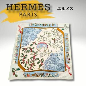 【美品】　HERMES エルメス　カレ 去年の雪 プリーツ スカーフ