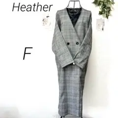 7510 Heather ヘザー グレンチェックロングジャケット F