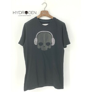 A8478/春夏 HYDROGEN ハイドロゲン コットン ビッグプリント スカル ドクロ クルーネック 半袖 Tシャツ カットソー L ルーマニア製/メンズ