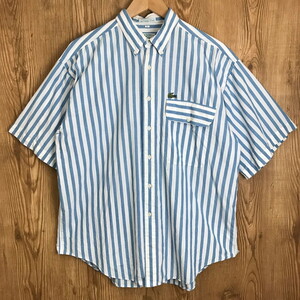 80s IZOD LACOSTE STRIPE B.D S/S SHIRTS アイゾッド ラコステ ボタンダウン 半袖シャツ サイズ メンズ L 80年代 古着 s24080277