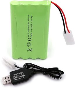 Gecoty 9.6Vバッテリー、KET-2Pプラグ、2400mAh Ni-MH充電式電池、充電ケーブル付き、多くのタイプのRCジ