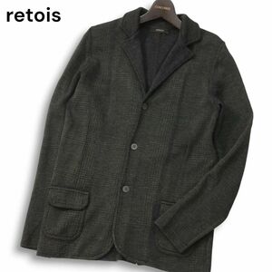 イタリア製★ retois レトワ 秋冬 チェック柄★ ウール100% ニット ジャケット Sz.L　メンズ　I4T03672_B#N