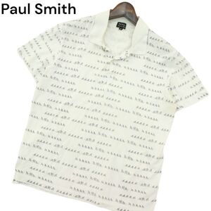 Paul Smith Drawn by Paul ポールスミス 春夏 サイクル 総柄★ 半袖 ポロシャツ Sz.M　メンズ 白　A4T05900_5#A