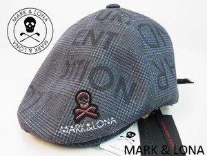 韓国限定モデル★MARK&LONA マーク&ロナ★CHECK PATTERN HUNTING CAP チェック柄ハンチングキャップ【MLF-2D-FC91】ブラック黒 背後リボン