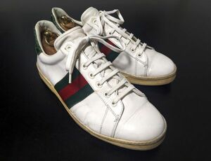 グッチ 41EJ GUCCI シェリーライン クロココンビレザースニーカー 白 8422