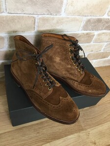 イギリス製 ALDEN オールデン 44693 Snuff Suede Wing Tip Boot スウェード ウィングチップ ブーツ ブラウン 7.5 33884133■