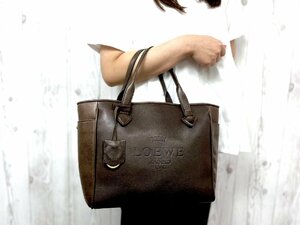 美品 LOEWE ロエベ ヘリテージ トートバッグ ハンドバッグ バッグ レザー 茶 A4収納可 75352Y